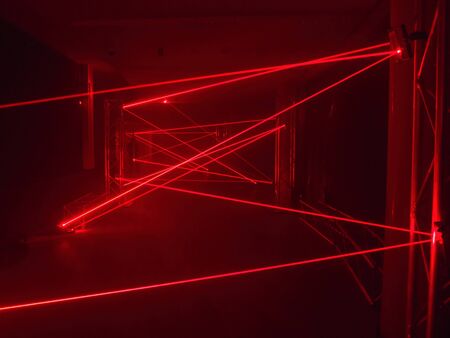 PRAGUE - OCTOBER 12, 2019: Installation -a.r.r.c - by Dreamlaser in Kooperativa Gallery, within the Prague Light festival Signal 2019.のeditorial素材
