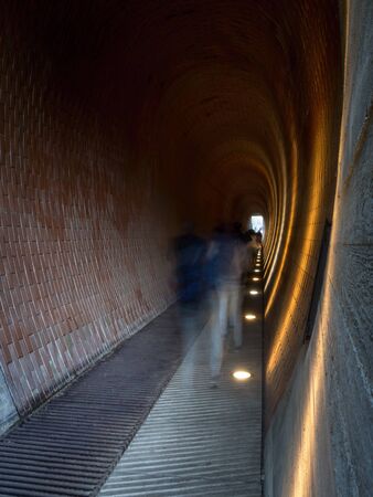 PRAGUE - OCTOBER 26, 2019: Tunnel for pedestrians by a Czech architect Josef Pleskot in Deer Moat at Prague Castle.のeditorial素材