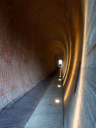 PRAGUE - OCTOBER 26, 2019: Tunnel for pedestrians by a Czech architect Josef Pleskot in Deer Moat at Prague Castle.のeditorial素材