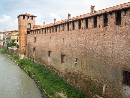 Building of Castelvecchio - The Old Castle in Verona, Italy.のeditorial素材