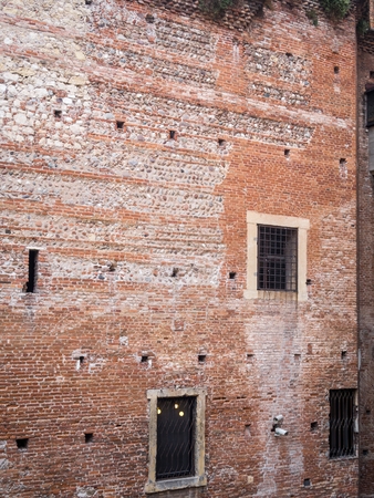 Masonry of Castelvecchio - The Old Castle in Verona, Italy.のeditorial素材