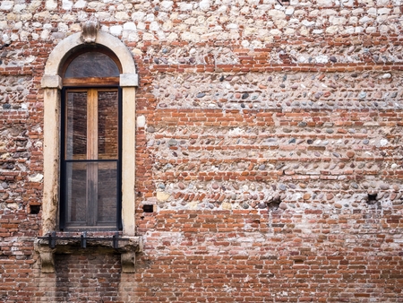 Masonry of Castelvecchio - The Old Castle in Verona, Italy.のeditorial素材