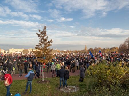 PRAGUE - NOVEMBER 16, 2019 :  Hundreds of thousands of people were protesting on Letna plain against the prime ministeer Andrei Babis.のeditorial素材