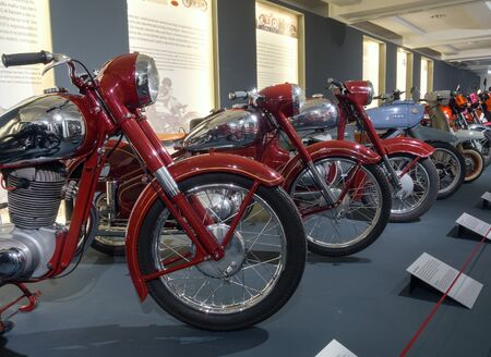 PRAGUE - NOVEMBER 27, 2019: Jawa Phenomenon - exhibition organized by the National Technical Museum to mark the 90th anniversary of the founding of the brand.のeditorial素材