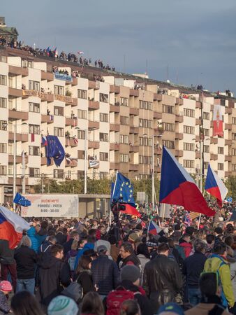 PRAGUE - NOVEMBER 16, 2019 :  Hundreds of thousands of people were protesting on Letna plain against the prime ministeer Andrei Babis.のeditorial素材