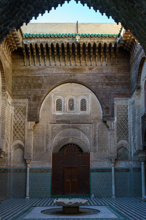 Morocco. Fes. Al-Attarine Madrasa, Fes medina. It was built by the Marinid sultan Uthman II Abu Said in 1323-1325のeditorial素材