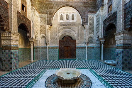 Morocco. Fes. Al-Attarine Madrasa, Fes medina. It was built by the Marinid sultan Uthman II Abu Said in 1323-1325のeditorial素材