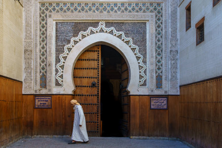 Morocco. Fez. The main entrance of the Nejjarine Museum of Wooden Arts and Craftsのeditorial素材