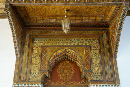 North Africa. Morocco. Rabat. Traditional decoration of a mosque entrance doorのeditorial素材