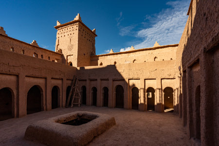 North Africa. Morocco. Skoura. Kasba Amridil. 19th century, built for M'hamed Ben Brahim Nasiri. Inside main kasbah residence. Ouarzazate Provinceのeditorial素材