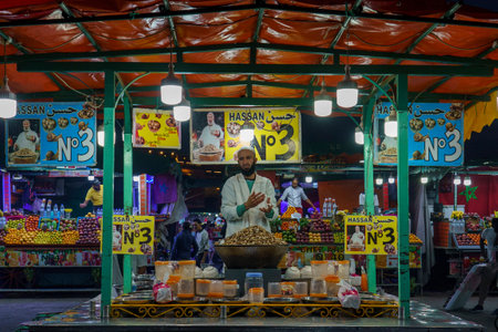 North Africa. Morocco. Marrakesh. A stall selling cooked snails on Djemaa El Fna square
