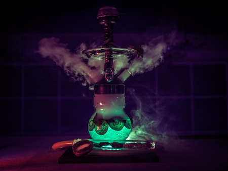 Hookah smoke in cafe & lounge bar