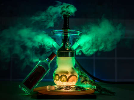 Hookah smoke in cafe & lounge bar