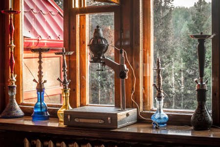 Hookah smoke in cafe & lounge bar