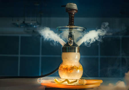 Hookah smoke in cafe & lounge barの写真素材