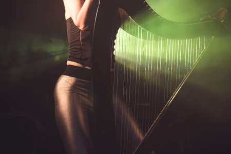 Electro harp in the rays of lightの写真素材
