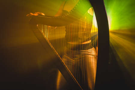 Electro harp in the rays of lightの写真素材
