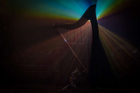 Electro harp in the rays of lightの写真素材