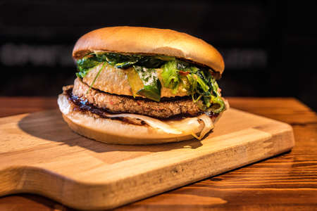 Very tasty juicy meat burgerの写真素材