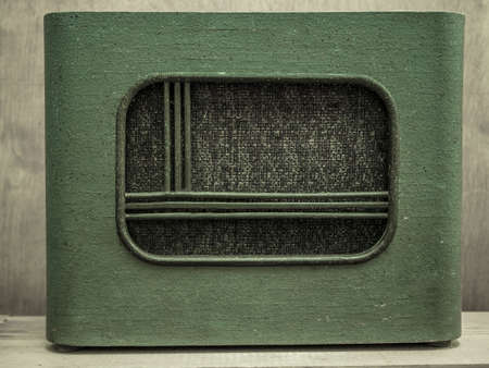 Vintage radio on wall backgroundの写真素材