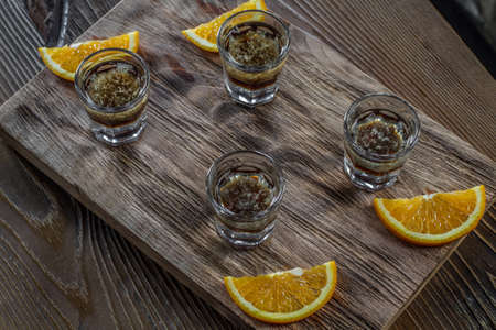 Bar alcoholic shots, mix cocktailの写真素材