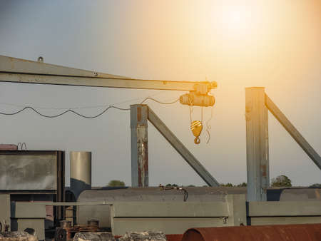 Industrial building environment, with various elements of metal and concreteの写真素材