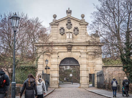 Ancient house in Prague in Pragueの写真素材