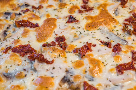 Very tasty pizza in a cafe restaurantの写真素材