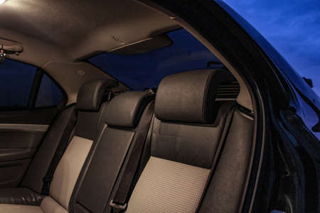 Salon of a car, parts from leather and plasticの写真素材