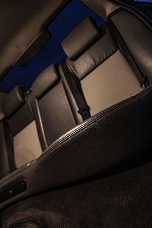Salon of a car, parts from leather and plasticの写真素材