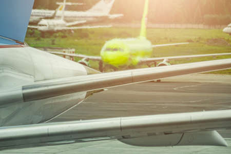 Airplane at the airport before the flightの写真素材