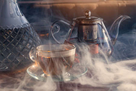 Stylish hookah glass and tea kettleの写真素材