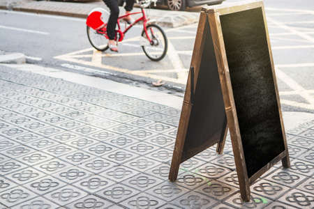 Street chalk board, outdoor stand, summer dayの写真素材