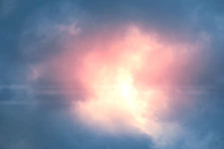 Beautiful sky, clouds and glare of sunlightの写真素材