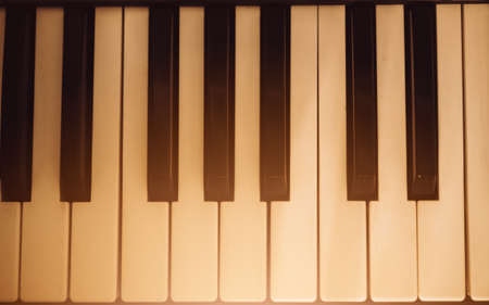 White and black keys of the piano synthesizerの写真素材
