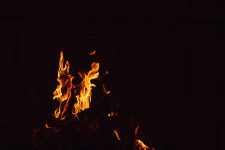 Burning Fire on the grill before hot meat