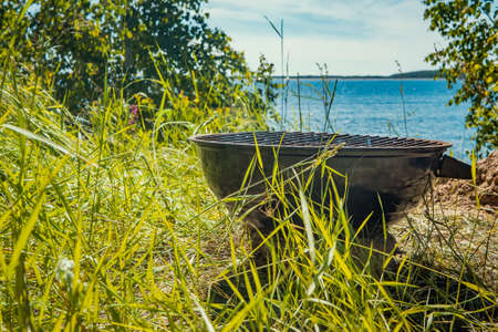 Barbecue in the hike summer dayの写真素材