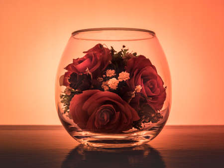 Flowers Roses in a vacuum jar of glassの写真素材