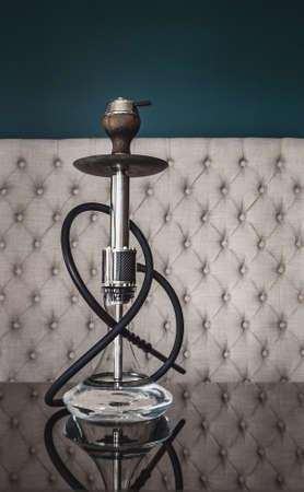 New Glass Hookah with beautiful backlight in the cafeの写真素材