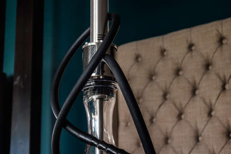 New Glass Hookah with beautiful backlight in the cafeの写真素材