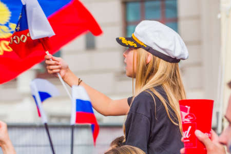FIFA fan zone 2018 Nizhny Novgorod. Match Russia-Spain. The victory of the Russian national football team.のeditorial素材