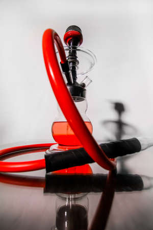 New Glass Hookah with beautiful backlight in the cafeの写真素材
