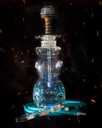 New Glass Hookah with beautiful backlight in the cafeの写真素材