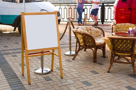 Street stand at a summer cafe on a sunny dayの写真素材