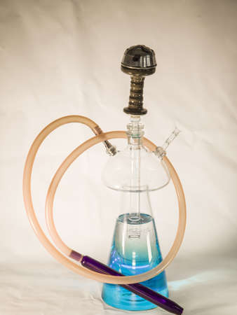 New Glass Hookah with beautiful backlight in the cafe. Hookah barの写真素材