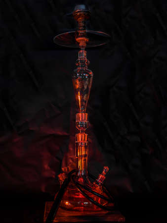 New Glass Hookah with beautiful backlight in the cafe. Hookah barの写真素材
