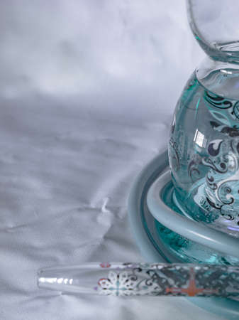 New Glass Hookah with beautiful backlight in the cafe. Hookah barの写真素材