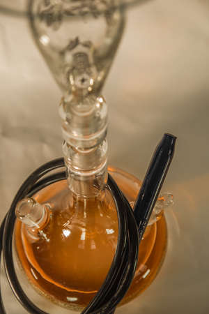 New Glass Hookah with beautiful backlight in the cafe. Hookah barの写真素材