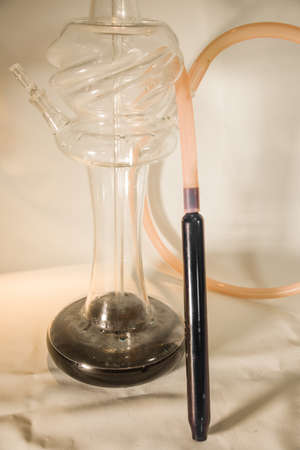New Glass Hookah with beautiful backlight in the cafe. Hookah bar