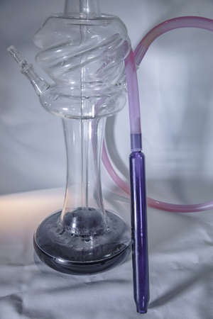 New Glass Hookah with beautiful backlight in the cafe. Hookah barの写真素材